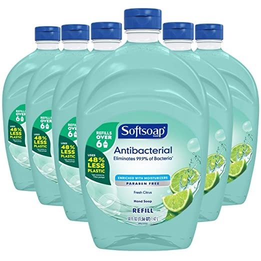 Antibacterial Liquid Hand Soap Refill, Fresh Citrus, 50 Ounce Bottle, Bathroom Soap, Bulk Soap, Moisturizing Antibacterial Hand Soap (Pack of 6)