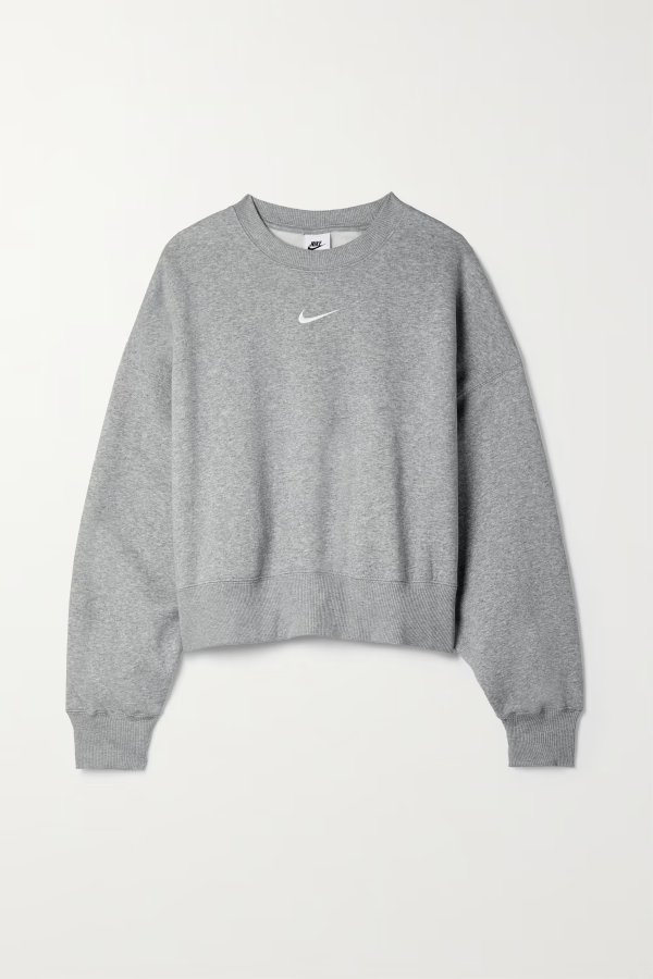 Sportswear Essentials oversized cropped cotton-blend jersey sweatshirt