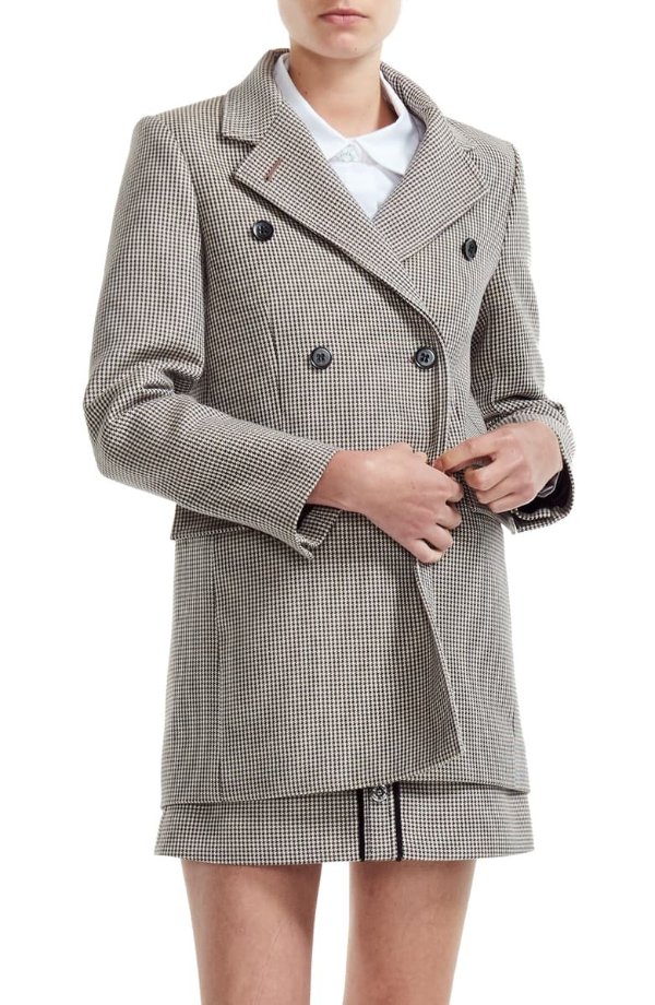 Goldi Houndstooth Check Double Breasted Jacket