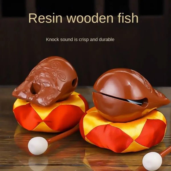 Wooden Fish Knocking Resin Small Wooden Fish Unreal Wood A Set Of Temple Household Knocking Wooden Fish Percussion Instruments