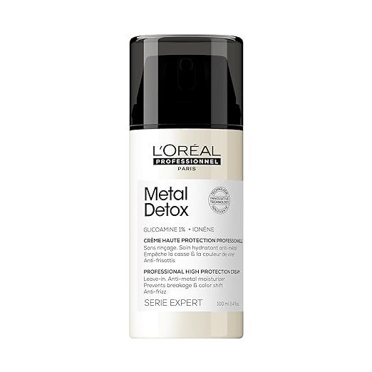 L'Oreal Professionnel Metal Detox Smoothing Cream | Hydrates, Protects Against Frizz, UV & Metals | For All Hair Types | Lightweight Styling Leave-In Treatment