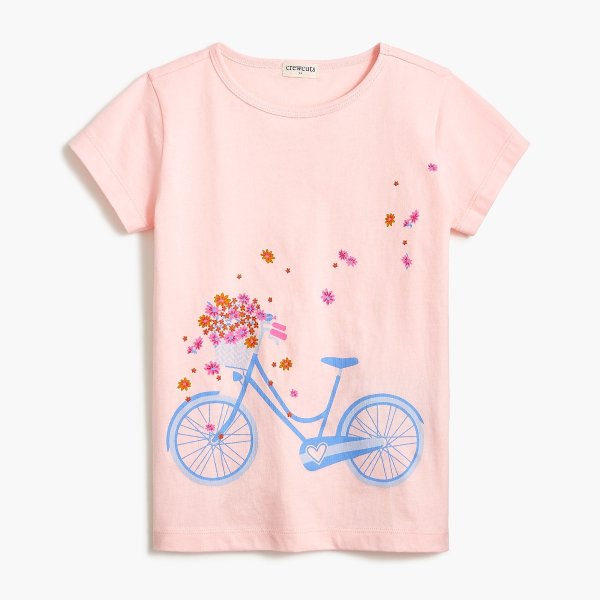 Girls' hillside bicycle graphic tee