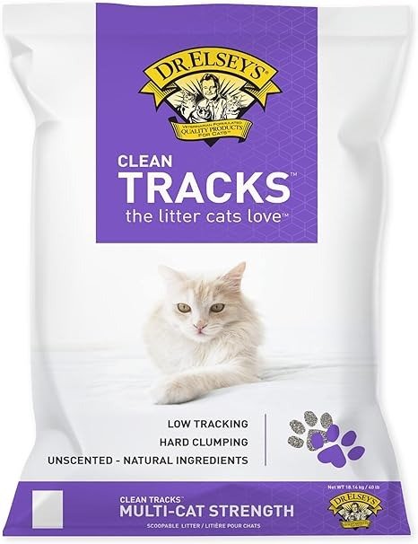 Premium Clumping Cat Litter - Clean Tracks - Low Dust, Low Tracking, Hard Clumping, Superior Odor Control, Unscented & Natural Ingredients 40 LBS