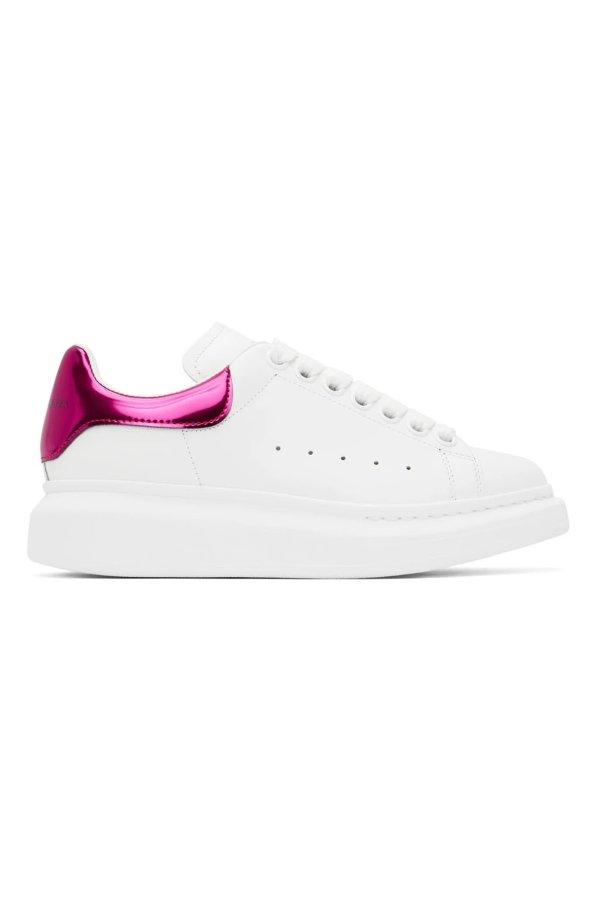 White & Pink Oversized Low-Top Sneakers