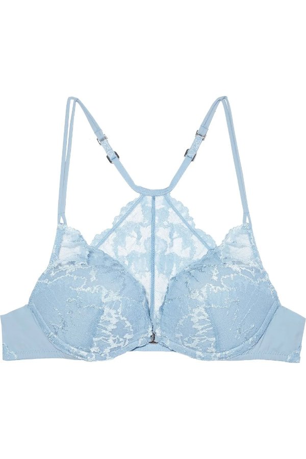 Athena stretch-lace and jersey underwired push-up bra