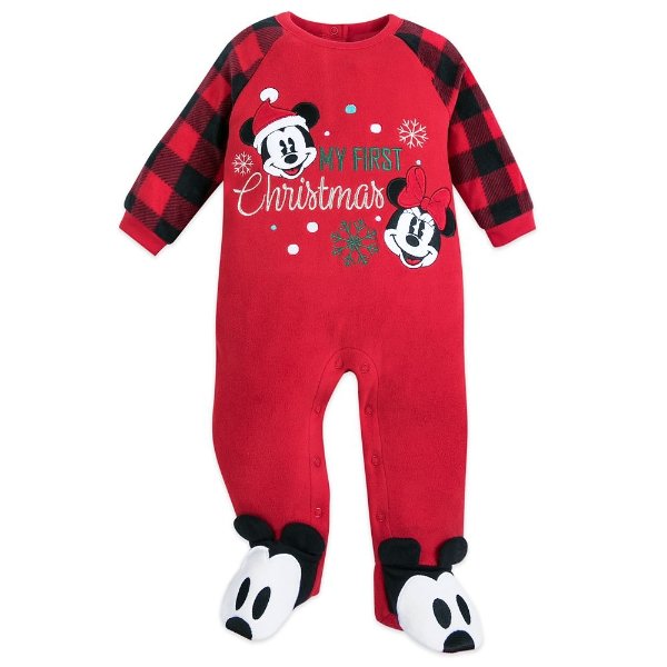 Mickey and Minnie Mouse Holiday Blanket Sleeper for Baby | shopDisney
