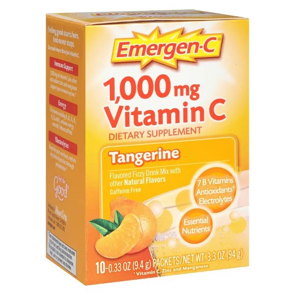 Emergen-C Dietary Supplement Fizzy Drink Mix With 1000mg Vitamin C 10pk