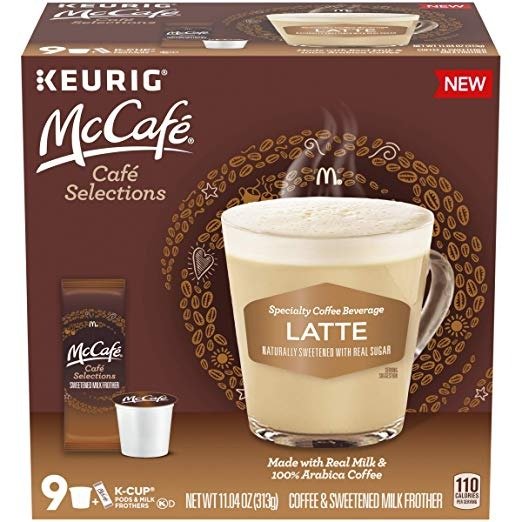 Latte Coffee Keurig K Cup Pods & Froth Packets (9 Count)