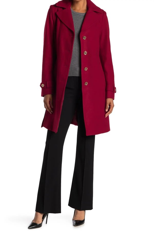 Missy Belted Wool Blend Trench Coat