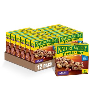 Nature Valley Chewy Fruit and Nut Granola Bars, Trail Mix, 6 Bars, 7.4 OZ (Pack of 12)