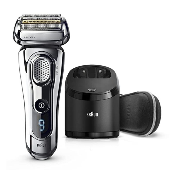 Electric Razor for Men, Series 9 9296CC Electric Shaver With Precision Trimmer, Rechargeable, Wet & Dry Foil Shaver, Clean & Charge Station & Leather Travel Case