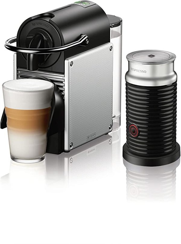 Pixie Coffee and Espresso Machine by DeLonghi with Aeroccino, Aluminum
