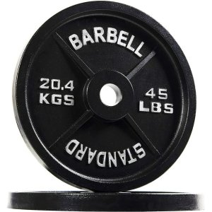 BalanceFrom Classic Cast Iron Weight Plates for Strength Training, 2-Inch, 45-Pound, Pair