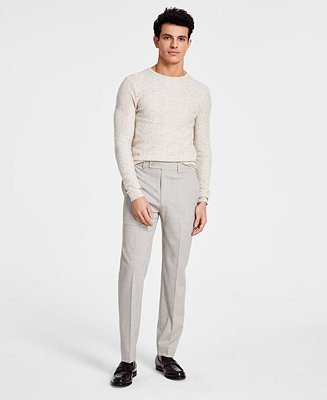 Men's Slim-Fit Grey Plaid Dress Pants