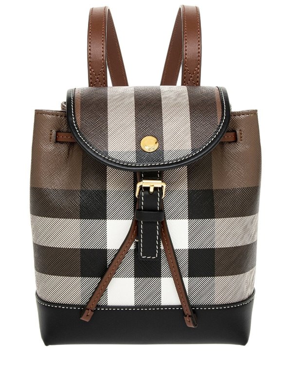 Canvas & Leather Micro Backpack / Gilt