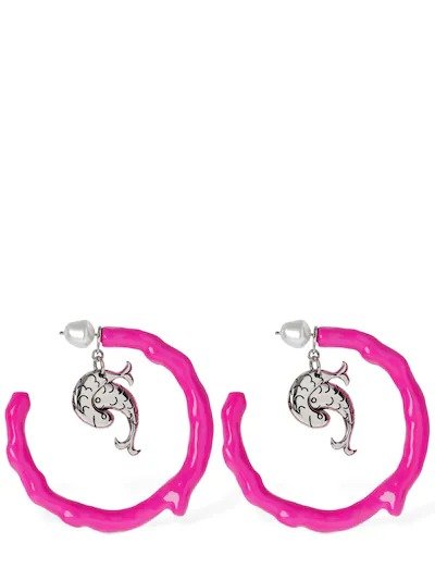 Resin hoop earrings w/ Pesci