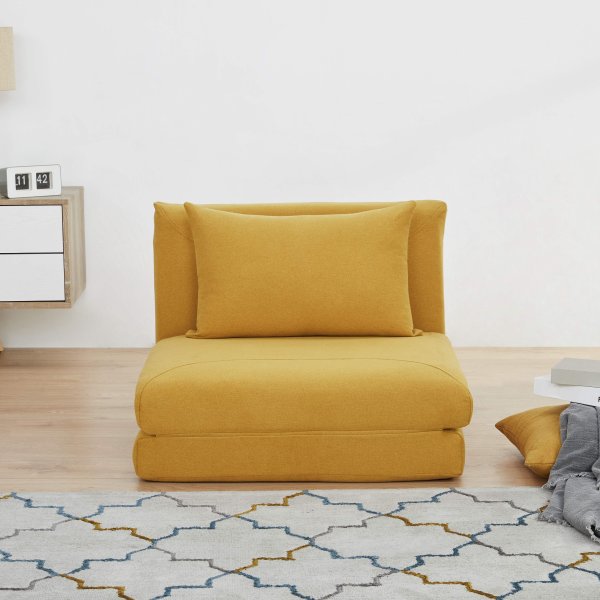 A&D Home Santa Futon Convertible Chair, Yellow
