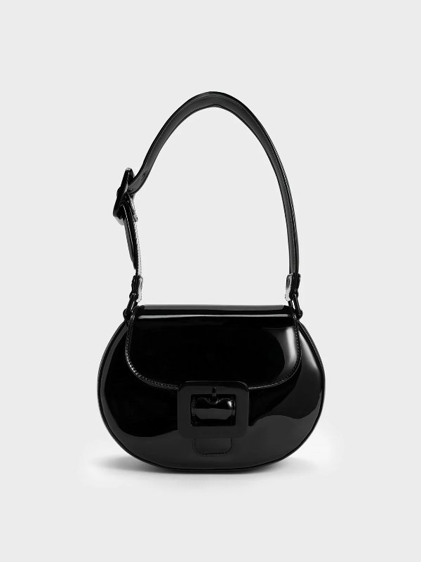 Lula Patent Buckled Bag - Black