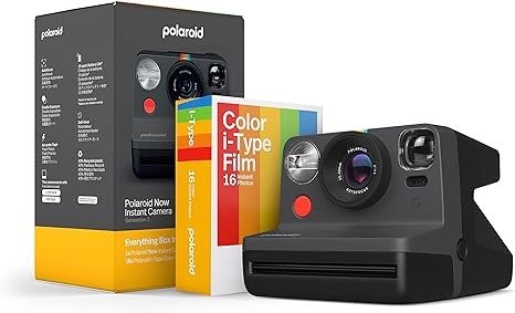 Now 2nd Generation I-Type Instant Camera + Film Bundle - Now Black Camera + 16 Color Photos (6248)
