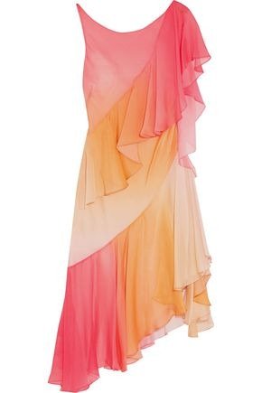 Miracle asymmetric tiered silk dress