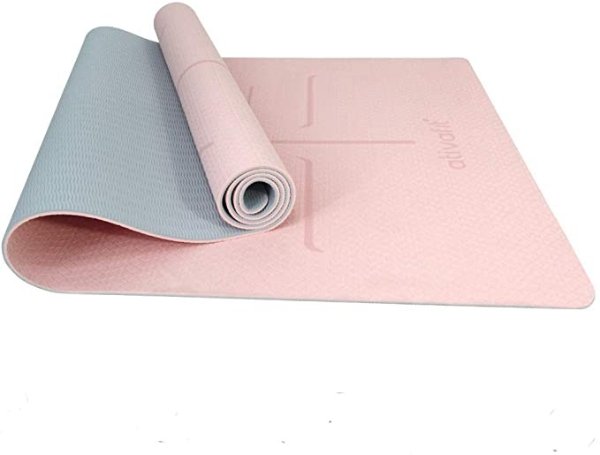 ATIVAFIT Non Slip TPE Yoga Mat Eco Friendly Exercise & Workout Mat with Carrying Strap Types of Yoga, Extra Large Exercise - 72x25.2x0.24 Inch