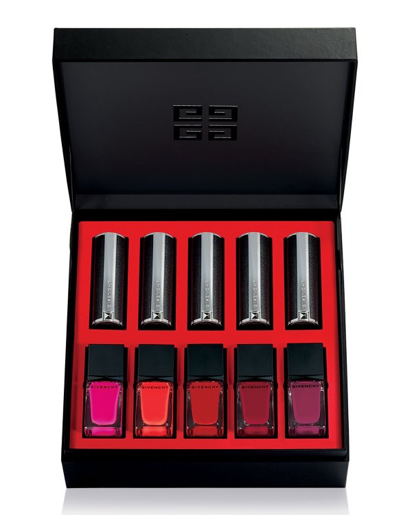 Color Box Lipstick + Nail Polish Set, Red Collection