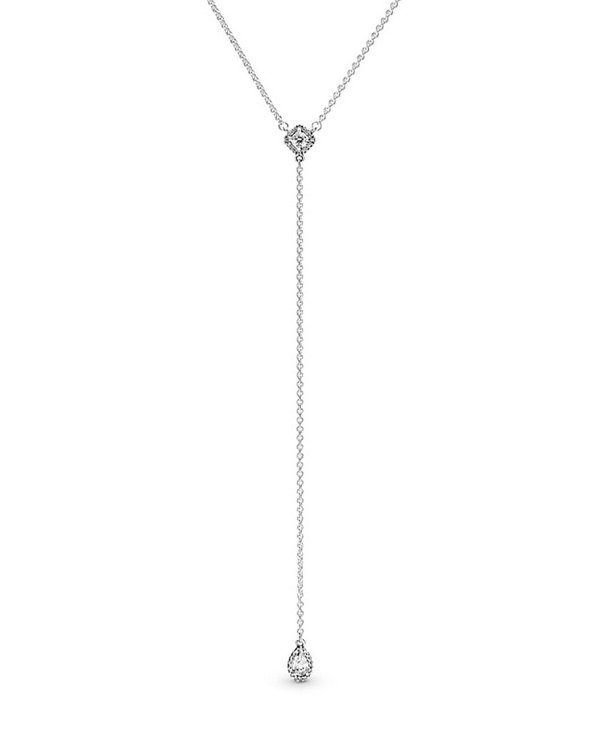 Timeless Silver CZ Y Necklace