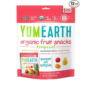 Ending Soon: YumEarth Organic Tropical Fruit Snacks , 5 Count Snack Packs Per Bag,Pack of 12
