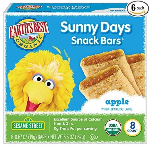 Organic Sunny Day Toddler Snack Bars with Cereal Crust, Made With Real Apples - 8 Count (Pack of 6)