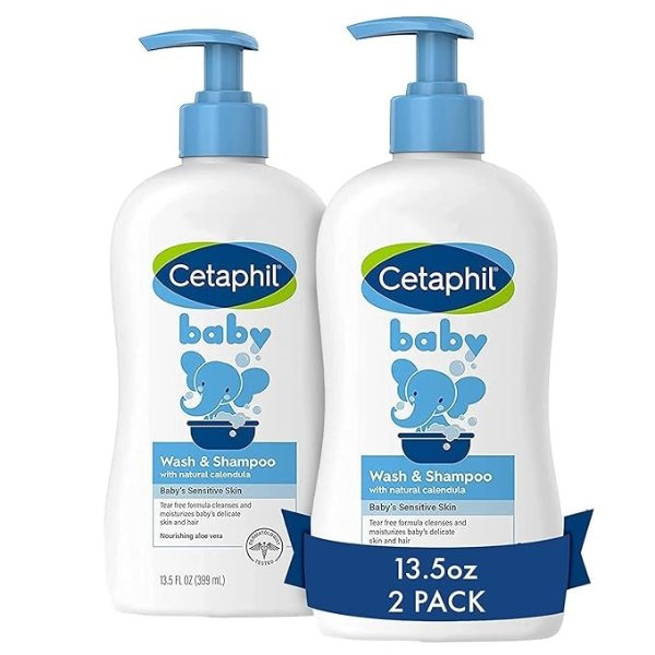 Baby Baby Wash & Shampoo, 13.5oz Pack of 2, Hypoallergenic, Gentle Enough for Everyday Use, Soap Free