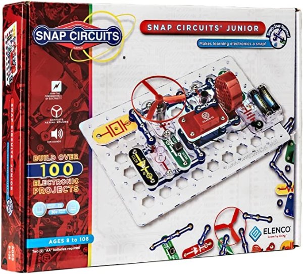Jr. SC-100 Electronics Exploration Kit, Over 100 Projects, Full Color Project Manual, 30 +Parts, STEM Educational Toy for Kids 8 + , Black