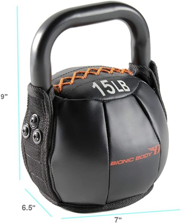 Bionic Body Soft Kettlebell with Handle - 10, 15, 20, 25, 30, 35, 40 lb. for Weightlifting, Conditioning, Strength and Core Training