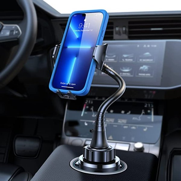  15'' Cup Holder Phone Mount [ & ] Cup Phone Holder for Car, Adjustable Long Neck Phone Cup Holder for Car, Truck, SUV, Fit for iPhone 14 13 Pro Max, All Phones