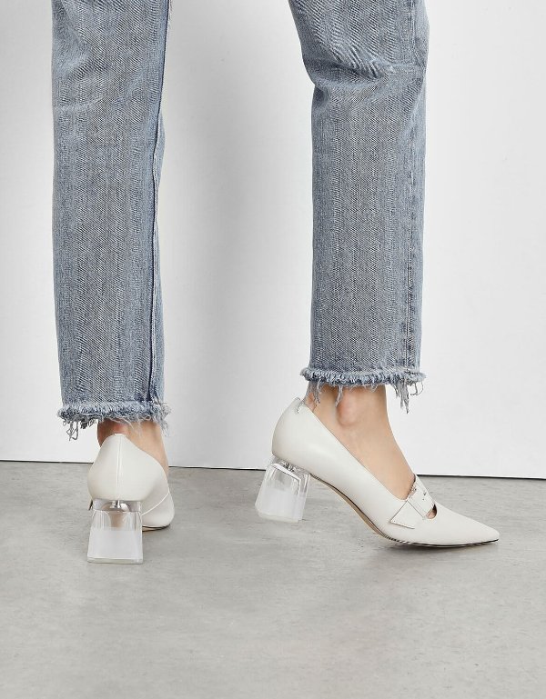 Chalk Lucite Heel Mary Janes | CHARLES & KEITH