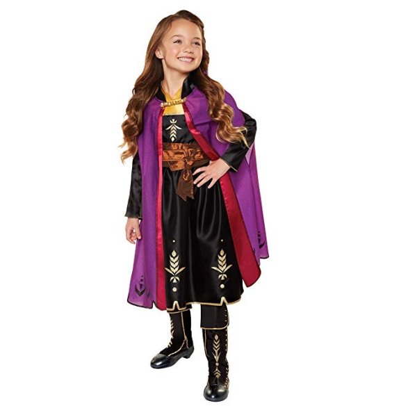 2 Anna Adventure Girls Role-Play Dress with Rich Violet Travel Cape, Featuring Intricate Belt Design & Artistic Dress Trim - Fits Sizes 4-6X, For Ages 3+