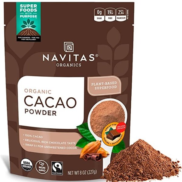 Cacao Powder, 8oz. Bag, 15 Servings — Organic, Non-GMO, Fair Trade, Gluten-Free