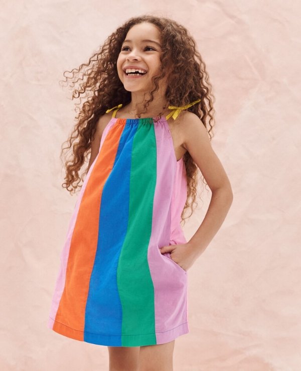 Rainbow Colorblock Woven Dress