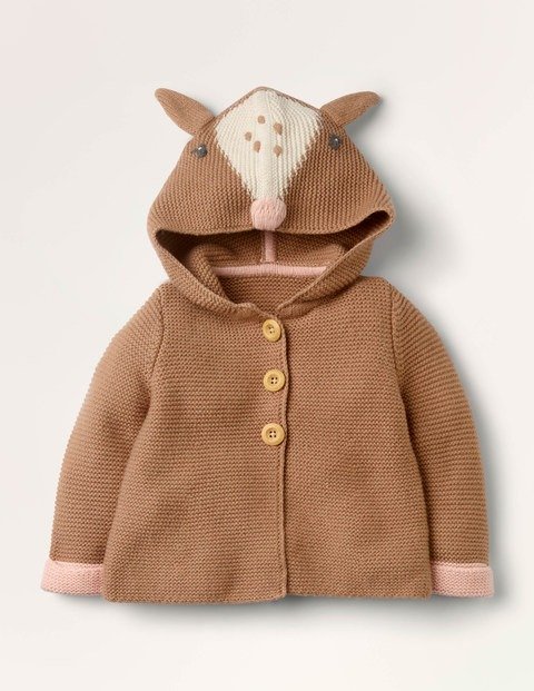 Deer Hooded Knitted Jacket - Mouse Marl Brown | Boden US