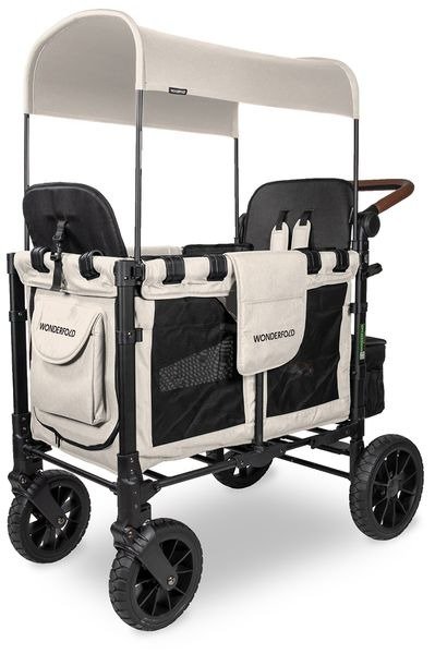 Wonderfold W2 Luxe Multifunctional Double (2 seater) Stroller Wagon - Sandy Beige (Albee Exclusive)