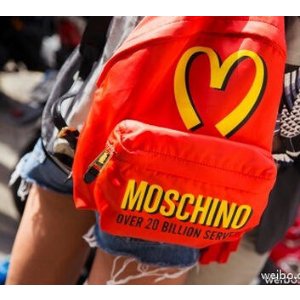 MOSCHINO Orange And Red Nylon '20 Billion Served' Backpack
