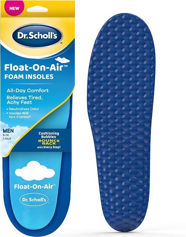 Dr. Scholl's Float-On-Air Insoles for Men, Shoe Inserts That Relieve Tired, Achy Feet with All Day Comfort, , Men's 8-14