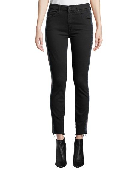 Looker High-Waist Ankle Fray Skinny Jeans w/ Racing Stripes