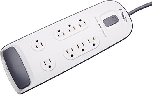 8-Outlet Surge Protector with Telephone Protection, 6ft Cord, White