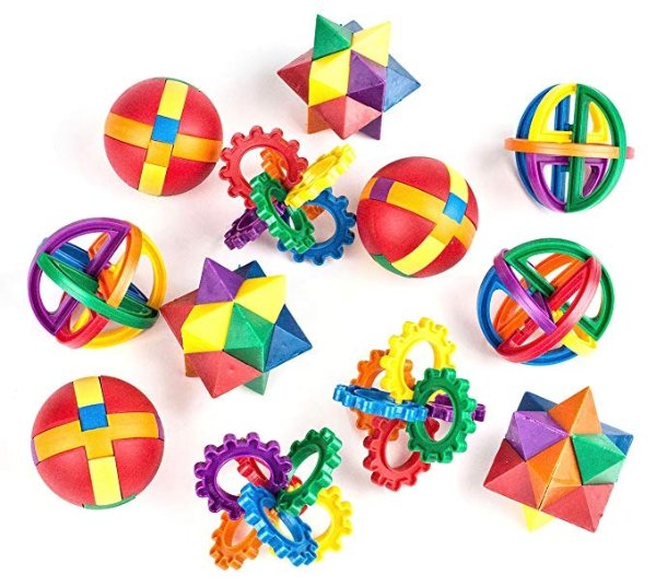 Fun Puzzle Balls - Goody Bag Fillers - Party Favors, Party Toys, Goody Bag Favors, Carnival Prizes, Pinata Filler - Fidget Brain Teaser Puzzles (12 Pack) Clear Instructional Videos Included!