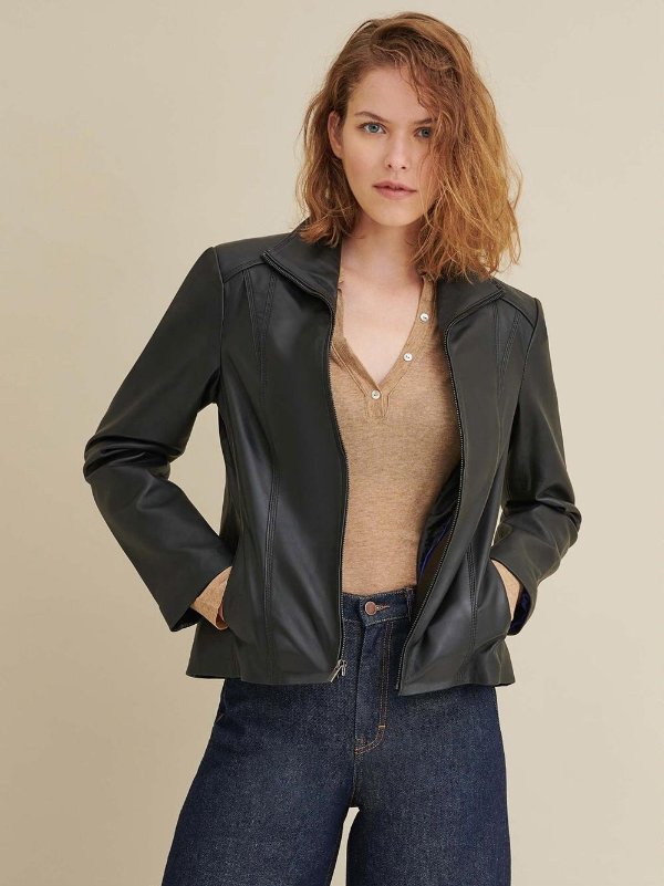 Kelsey Leather Scuba Jacket