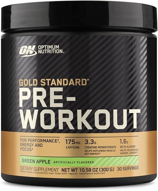 Gold Standard Pre-Workout with Creatine, Beta-Alanine, and Caffeine for Energy, Flavor: Green Apple, 30 Servings