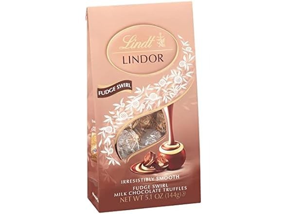 Lindor Fudge Swirl Milk Chocolate Truffles, Milk Chocolate Candy With Smooth, Melting Truffle Center, Great For Gift Giving, 5.1 Oz. Bag (6 Pack)