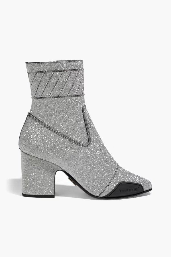 Glittered woven ankle boots