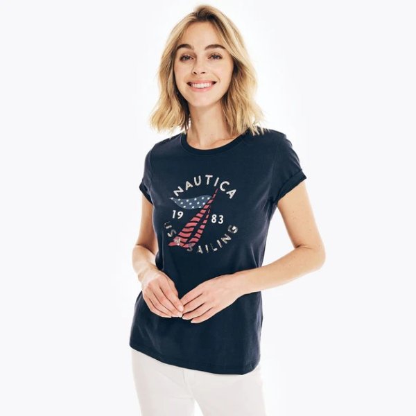 Womens Sustainably Crafted Americana Graphic T-Shirt