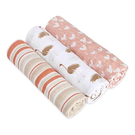 3 Piece Classic Swaddle White Label Baby Blanket, Flock Together